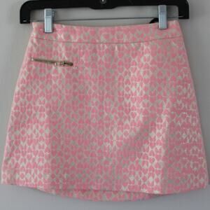 NWT‎ Bonpoint Couture Dona Metallic Pink Heart Mini Skirt 12